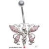 S/S Butterfly Pink CZ Banana Belly Ring
